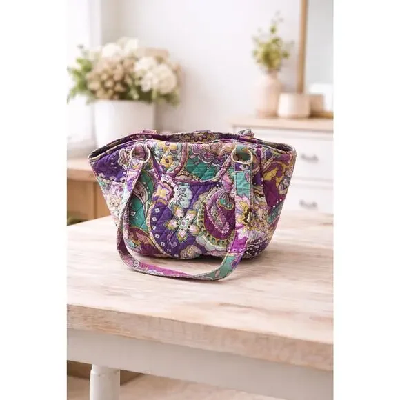 Vera Bradley retired quilted Mandy tote bag in a plum crazy paisley pattern. - Picture 12 of 16